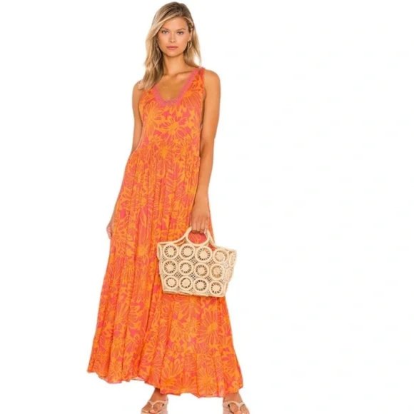 new  Free People Tiers For You printed maxi dress  491an - Picture 1 of 8